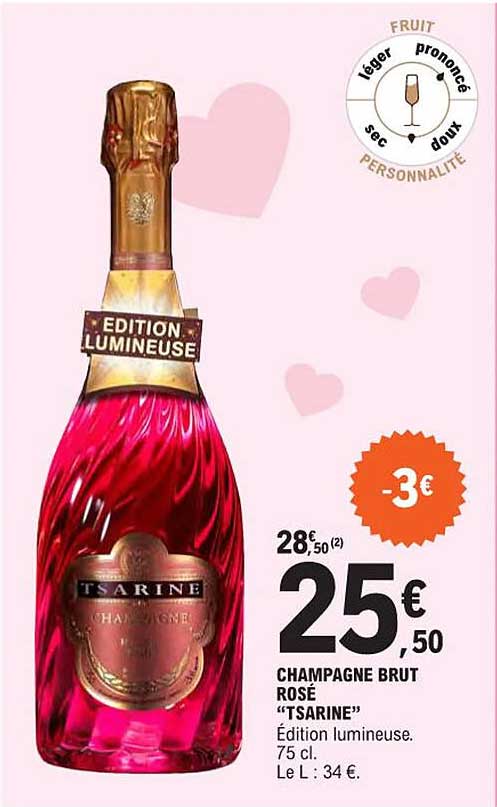 Promo Champagne Brut Rosé "tsarine" chez E.Leclerc - iCatalogue.fr