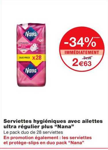 Nana Ultra Regulier Plus Binden – Hygienische Handtücher Mit Flügeln, 14 Stück Einzeln Verpackt
