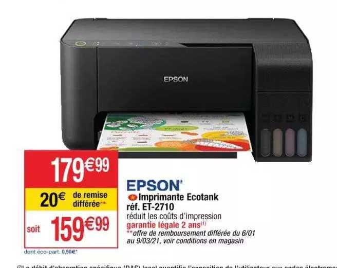Epson Epson imprimante eco tank 2710 ou 2711 - En promotion chez Cora