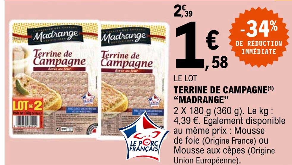 Promo Terrine De Campagne "madrange" chez E.Leclerc iCatalogue.fr