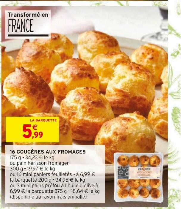Promo 16 Gougères Aux Fromages chez Intermarché Hyper - iCatalogue.fr