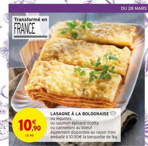 Promo Lasagne à La Bolognaise chez Intermarché Contact - iCatalogue.fr