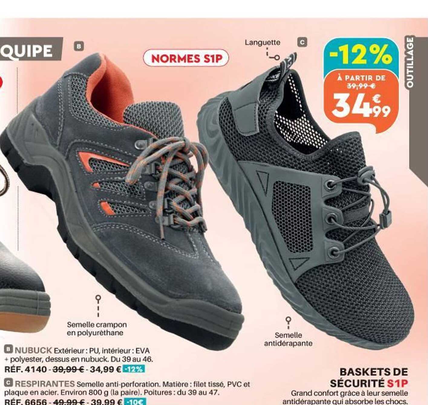 Chaussures De Sécurité KELI FRANCE K•Protect - Baskets Cuir Souple, Embout Acier, Norme S1 SRC, Antidérapantes - Noir Et Jaune (pointure 43)