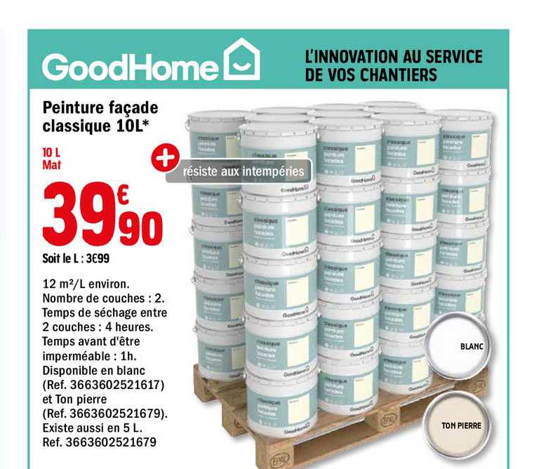 Offre Peinture Facade Classique 10l Chez Brico Depot