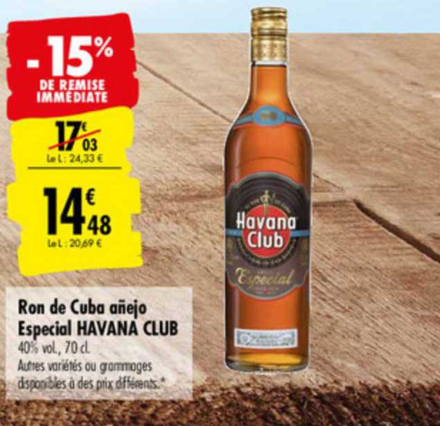 Comparable Allí testigo Promo Ron De Cuba Añejo Especial Havana Club chez Carrefour