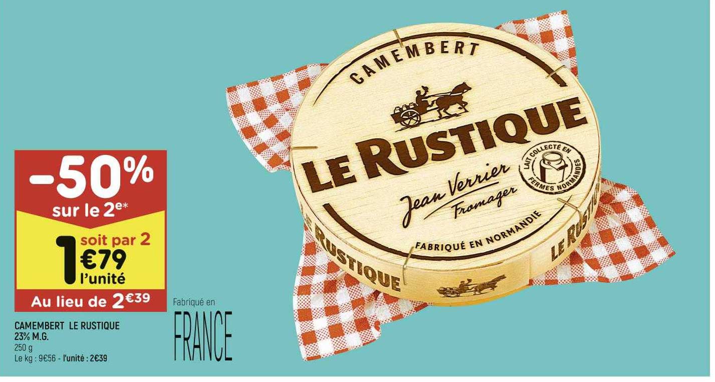 Promo Camembert Le Rustique 23 M.g. chez Leader Price iCatalogue.fr