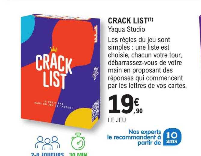 Crack List YAQUA : le jeu à Prix Carrefour