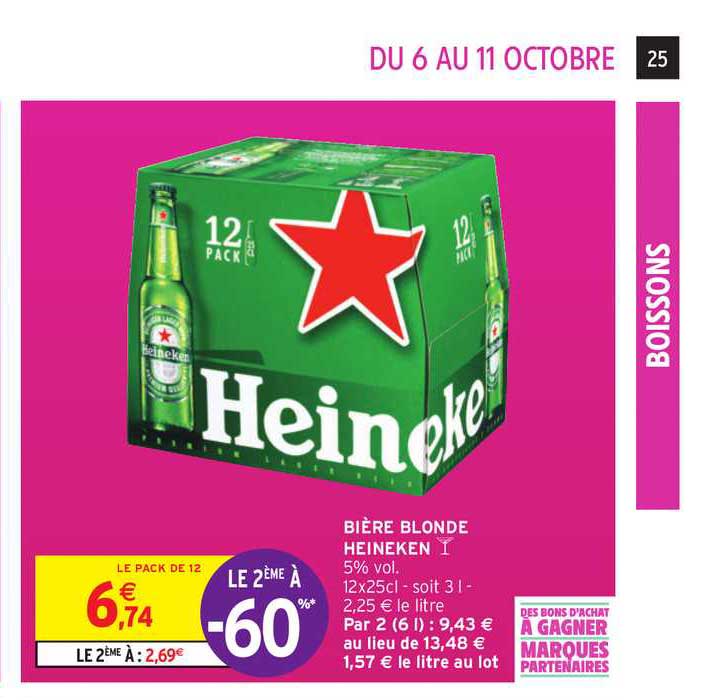 Intermarché Bière Blonde Heineken Le 2ème à -60%