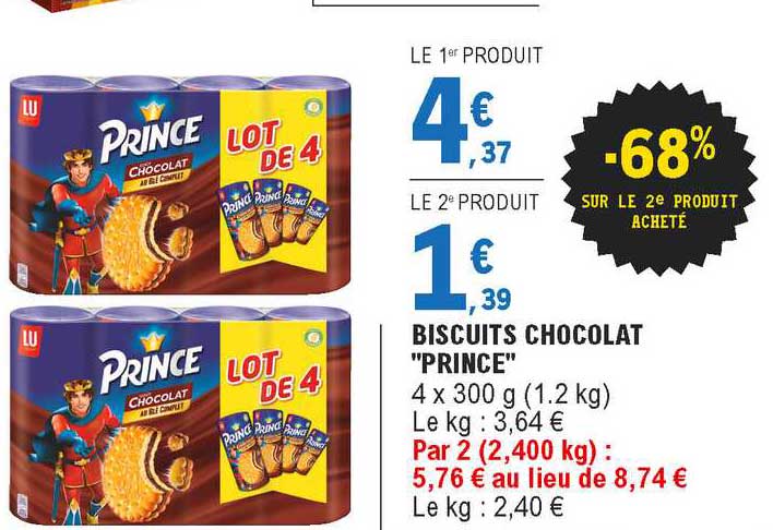 Offre Biscuits Chocolat Prince Chez E Leclerc