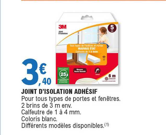 Joint isolation adhésif universel Diall blanc L.6 m