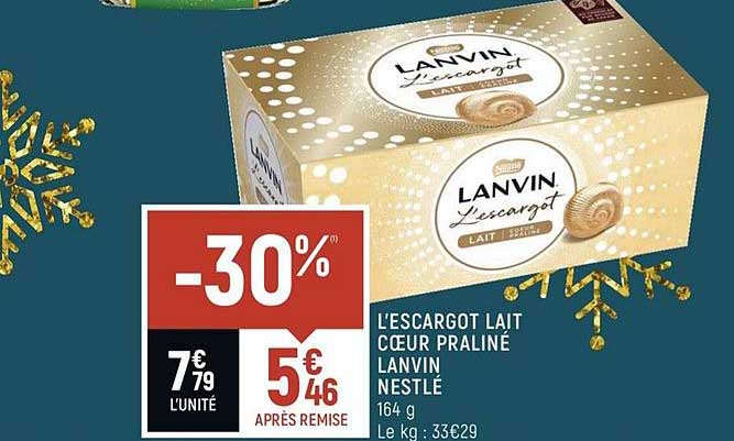 L'escargot chocolat au lait LANVIN, boîte de 164g - Super U, Hyper