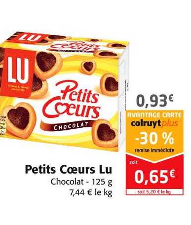 Offre Petits Cœurs Lu Chez Colruyt