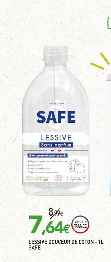 Promo Safe lessive sans parfum chez naturéO