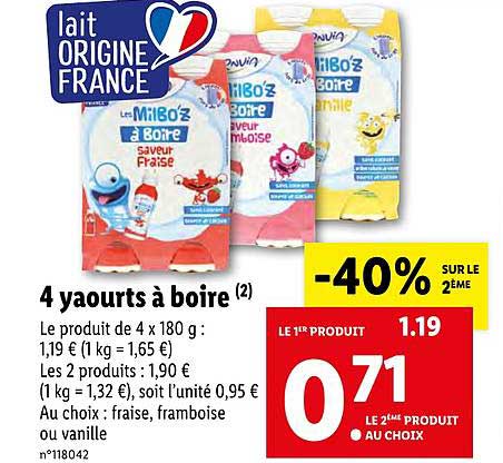 Offre 4 Yaourts A Boire Envia Chez Lidl