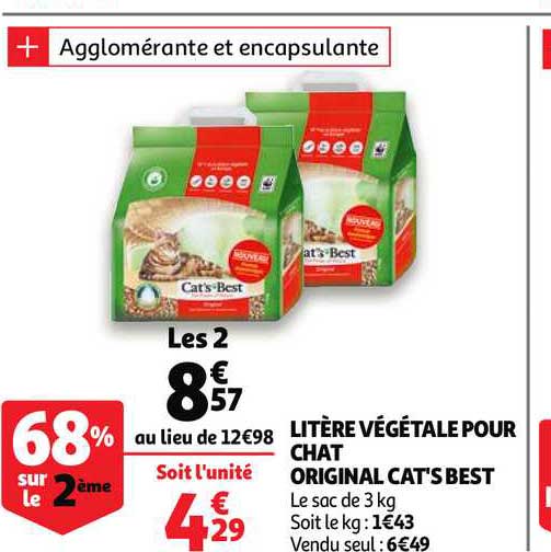 Offre Litiere Vegetale Pour Chat Original Cat S Best Chez Auchan Direct