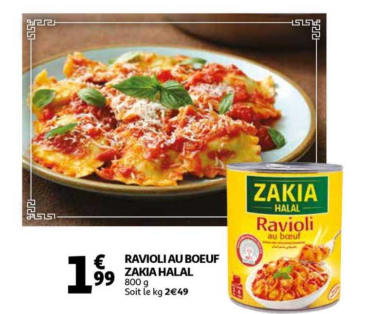 Promo Ravioli Au Bœuf Zakia Halal chez Auchan Direct iCatalogue.fr
