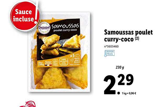 Promo Samoussas Poulet Curry Coco Dessaint Chez Lidl Icatalogue Fr