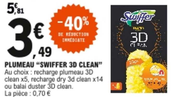 Promo Plumeau XXL 3D clean semi déplié +1 recharge Swiffer chez Intermarché  Hyper