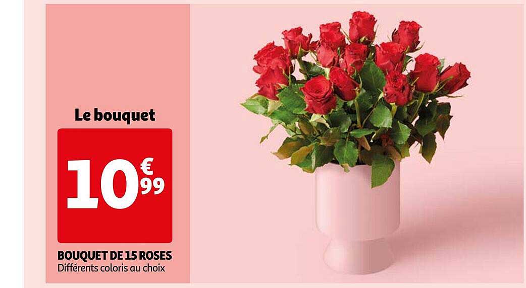 Offre Bouquet De 15 Roses chez Auchan