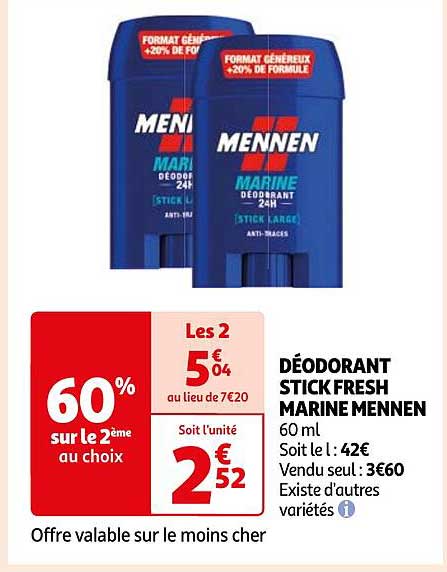 Lot De 3 Déodorants Stick MENNEN Ice Fresh - 50 Ml Chaque - Pour Homme - Neufs