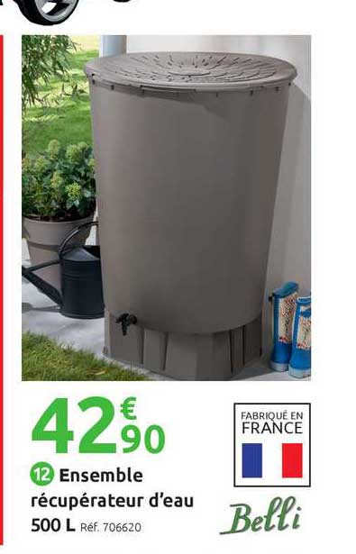 Récupérateur eau de pluie 500L + socle taupe - BELLI - Mr.Bricolage