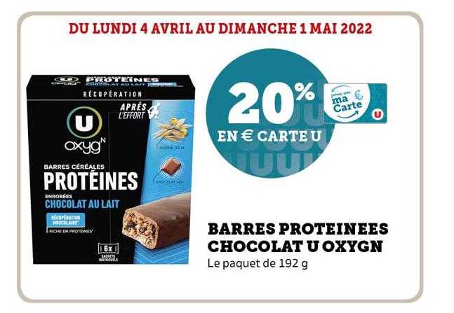 Barres protéinées au chocolat 192g - Super U, Hyper U, U Express