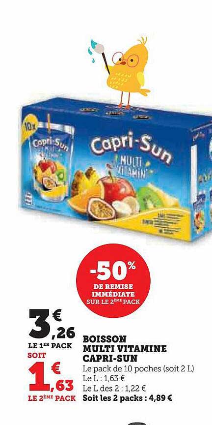 Promo Boisson Multi Vitamine Capri sun Chez Hyper U ICatalogue fr