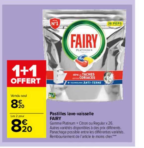 Promo Pastilles Lave-vaisselle Fairy chez Carrefour Market 
