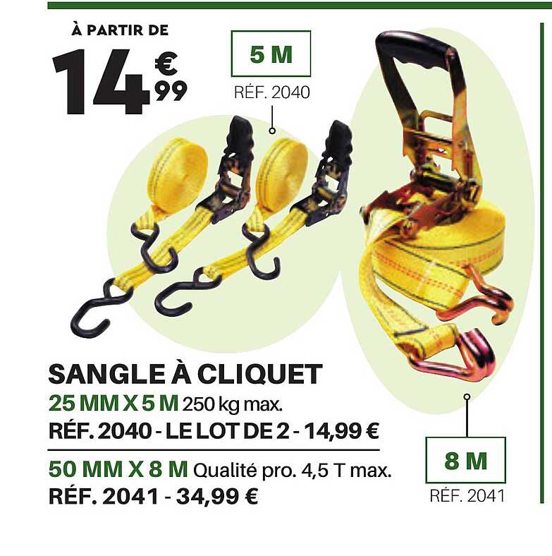 Rhino USA 7503736 – Sangle à Cliquet 403 Lbs – Vert, Crochet S, Made In USA