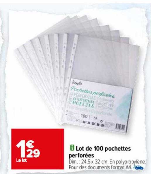 Promo Lot De Pochettes Perfor Es Chez Carrefour Icatalogue Fr