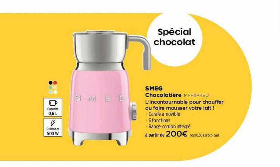 Chocolatière et mousseur de lait Smeg MFF01PBEU 500 W Bleu Azur - Achat &  prix