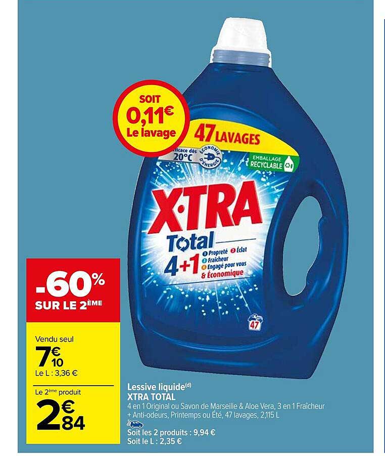 Lessive liquide total Xtra 2,115l sur