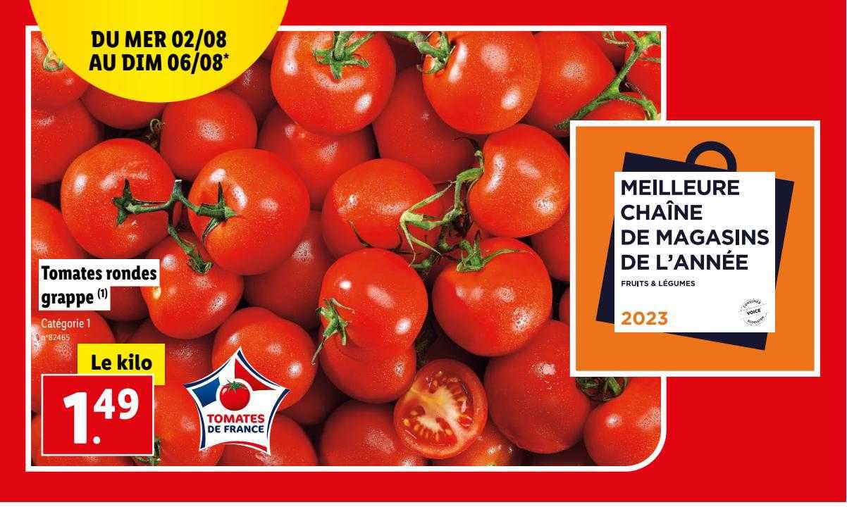 Tomates rondes en grappe vrac : le kilo à Prix Carrefour