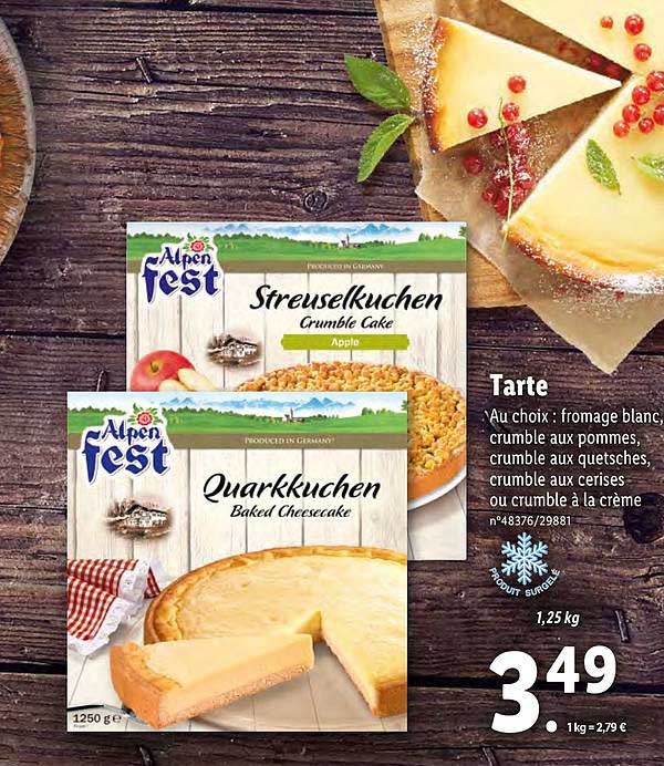 Offre Tarte Chez Lidl