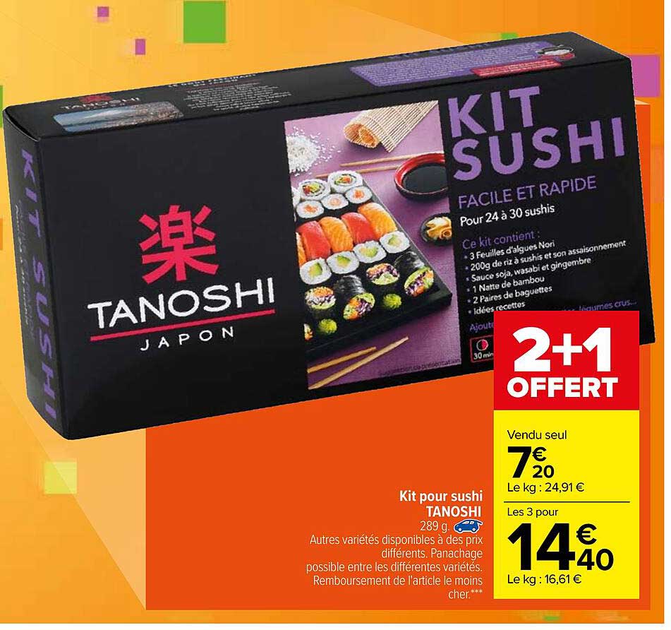 Kit pour sushi doux TANOSHI : le paquet de 289 g à Prix Carrefour