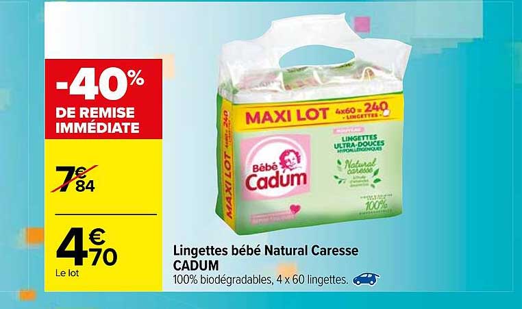 Offre Lingettes Bebe Natural Caresse Cadum Chez Carrefour
