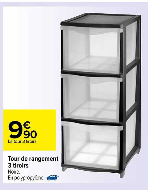 Tour de rangement 3 tiroirs Vert - PLS 6093-21 MONDEX : la tour de rangement  à Prix Carrefour