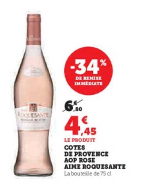 Promo Côtes De Provence Aop Rose Aimé Roquesante chez U Express