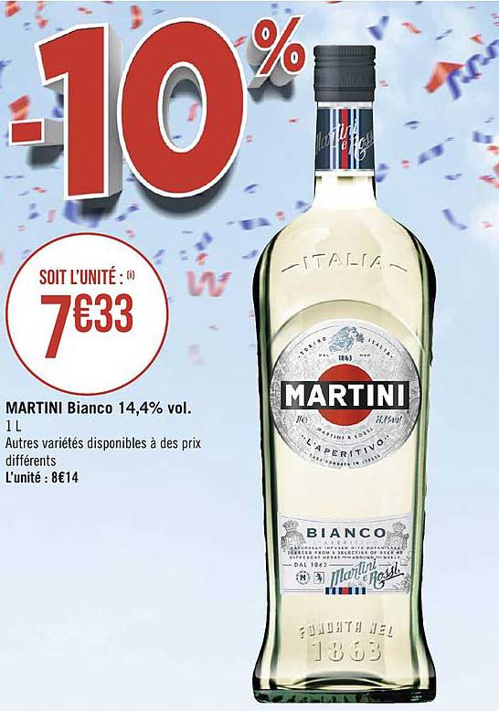 Promo Martini Bianco 14,4 Vol. chez Géant Casino iCatalogue.fr