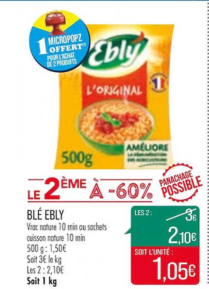 Ebly - Blé en sachet cuisson l'original - Supermarchés Match