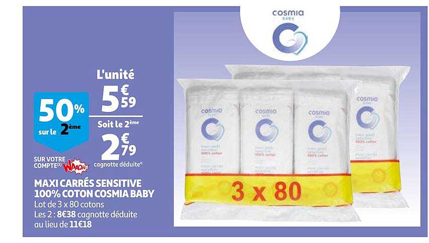 Offre Carre Maxi Coton Carrefour Baby Chez Carrefour Market