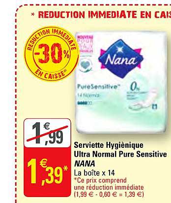 Promo Serviette Hygiénique Ultra Normal Pure Sensitive Nana chez