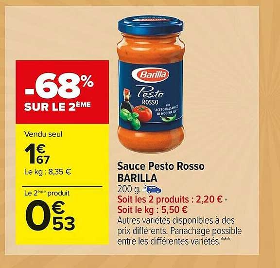 Promo Sauce Pesto Rosso Barilla chez Carrefour Market iCatalogue.fr