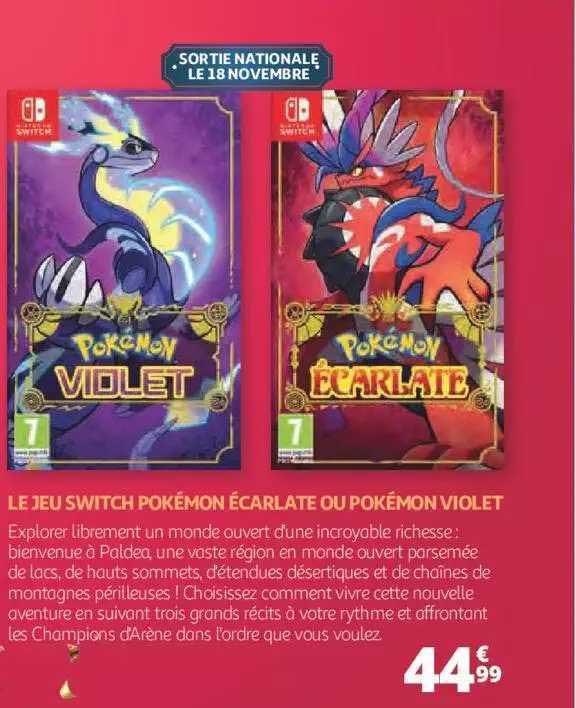Auchan Le Jeu Switch Pokémon écarlate Ou Pokémon Violet
