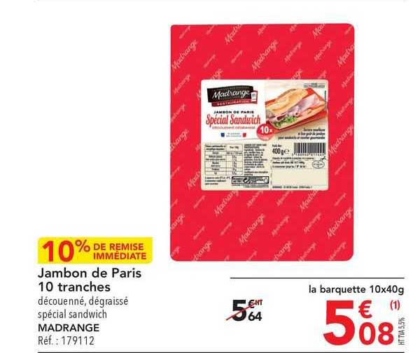 Promo Jambon De Paris Madrange chez METRO iCatalogue.fr