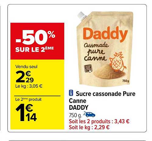 Promo Sucre Cassonade Pure Canne Daddy Chez Carrefour Icatalogue Fr