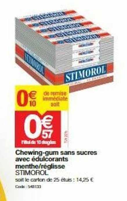 Promocash Chewing-gum Sans Sucres Avec édulcorants Menthe-réglisse Stimorol