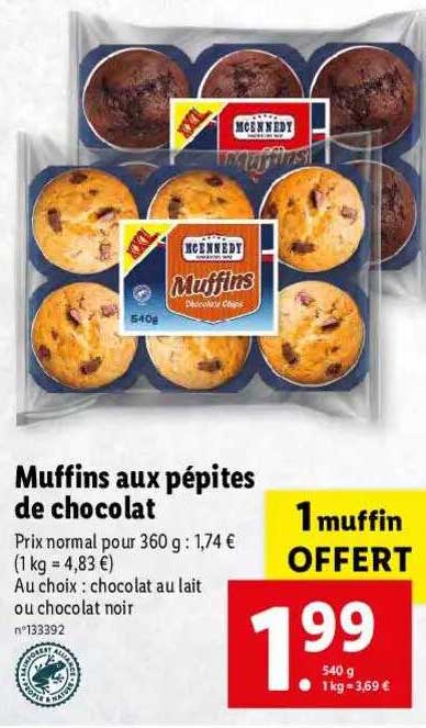 Promo Muffins Aux P Pites De Chocolat Mcennedy Chez Lidl Icatalogue Fr