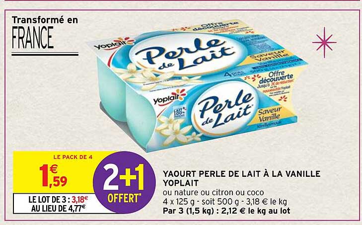 Yaourt Perle de Lait Nature x4