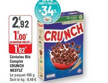 Promo Céréales Blé Complet Crunch Nestlé chez G20 - iCatalogue.fr